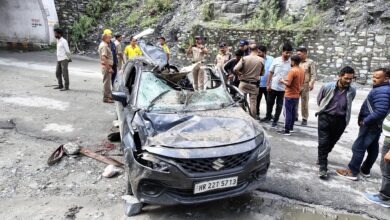 बलेनो पर बरसी मौत: पहाड़ी से गिरा पत्थर बना कहर, महिला की मौत, दो घायल